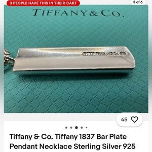 Tiffany & Co. Sterling Silver 1837 Bar Plate Pendant Necklace